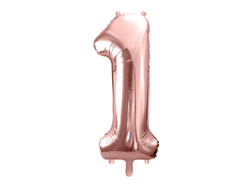 Fóliový balónek 86 cm – Číslo 1 růžovozlatá (Rosé Gold)