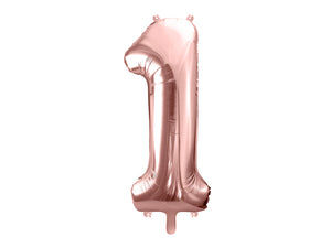 Fóliový balónek 86 cm – Číslo 1 růžovozlatá (Rosé Gold)