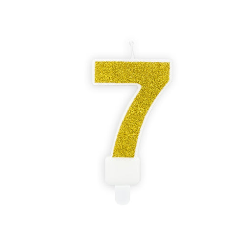 Narozeninová svíčka 7 cm – Číslo 7 zlatá