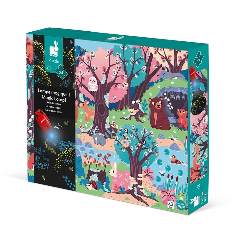 Leuchtendes Puzzle mit Mini-UV-Lampe – Wald 24 Teile 3+ - Tublu.de