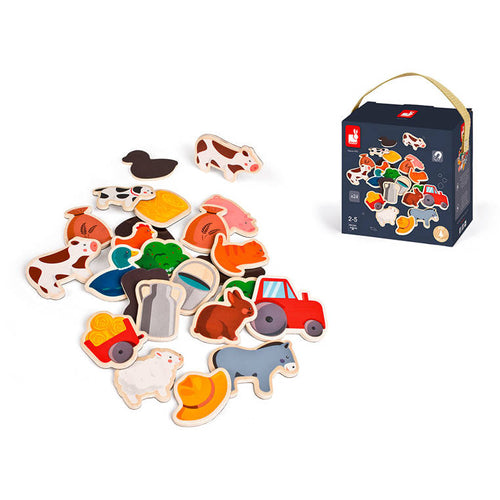 Magnesy drewniane Janod 24 sztuki - Farma - Tublu.de