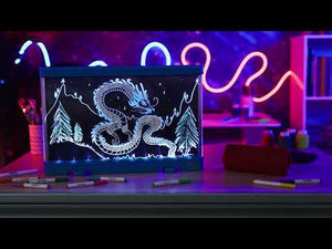 Colorvibe - LED světelná tabule na kreslení s 10 gel-fixami - Modrá