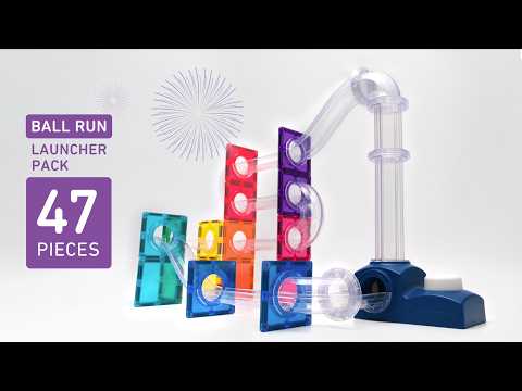 Magnetické stavební kostky – Ball Run Launcher Pack, 47 dílů