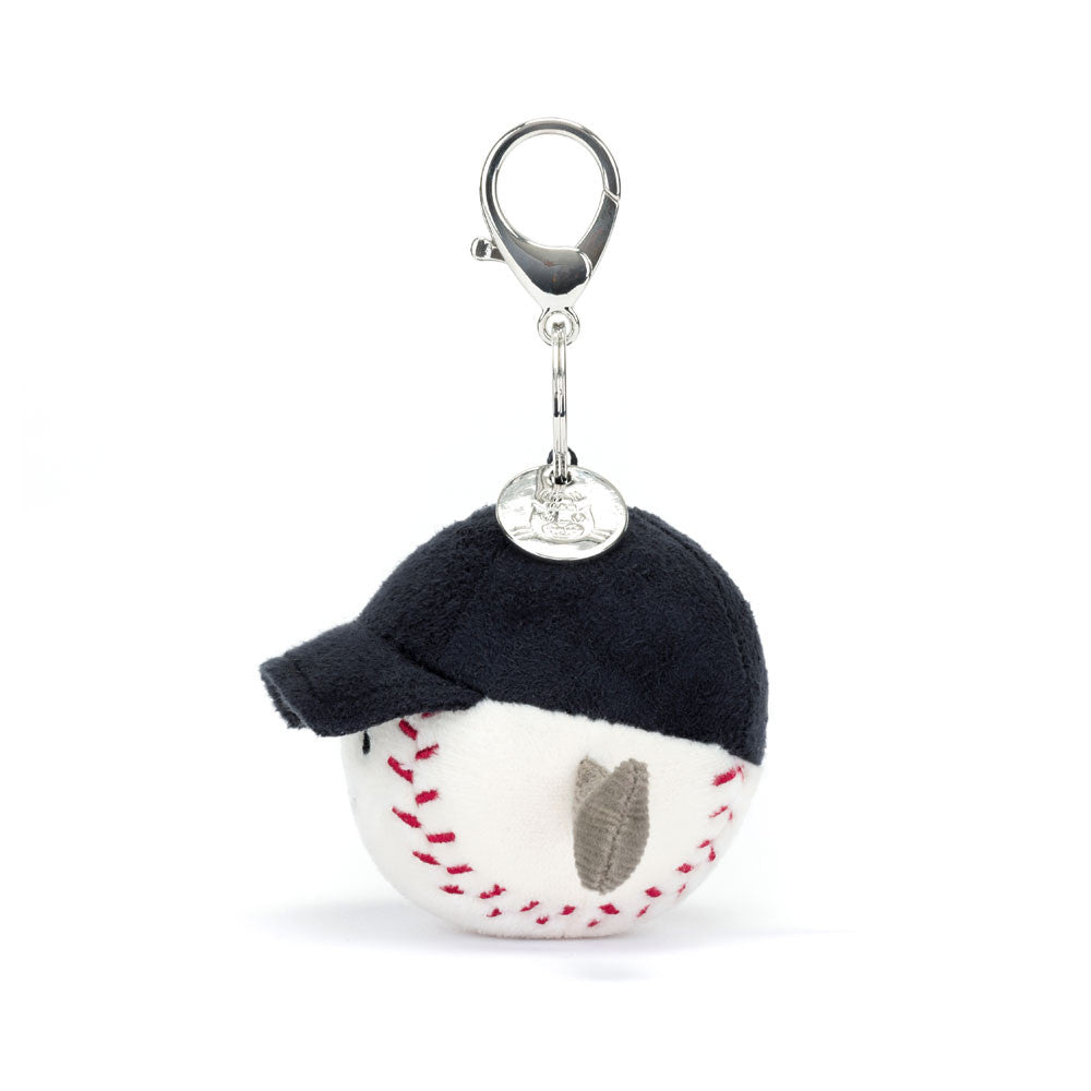 Jellycat Schlüsselanhänger – Baseball 12 cm mit schwarzer Mütze und weichen Armen