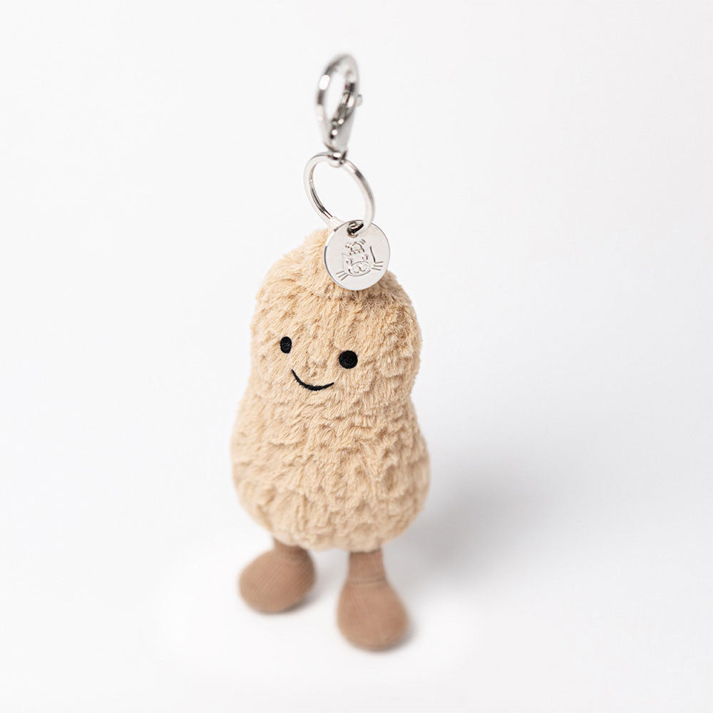 Jellycat Schlüsselanhänger - Fröhlicher Erdnuss 18 cm Kuschelanhänger mit Metallclip