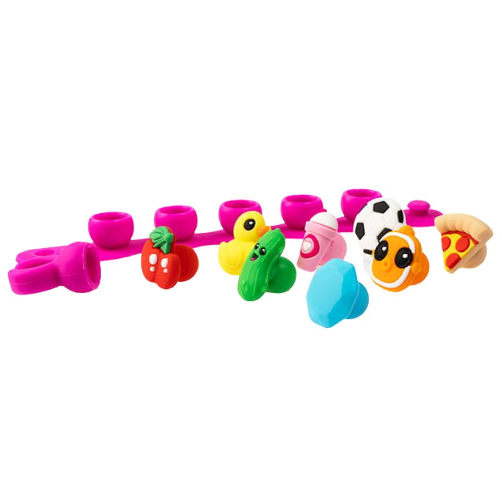 Fat Brain Toys Schmuckset Plip Charms – Rosa mit bunten, austauschbaren Charms und Armband