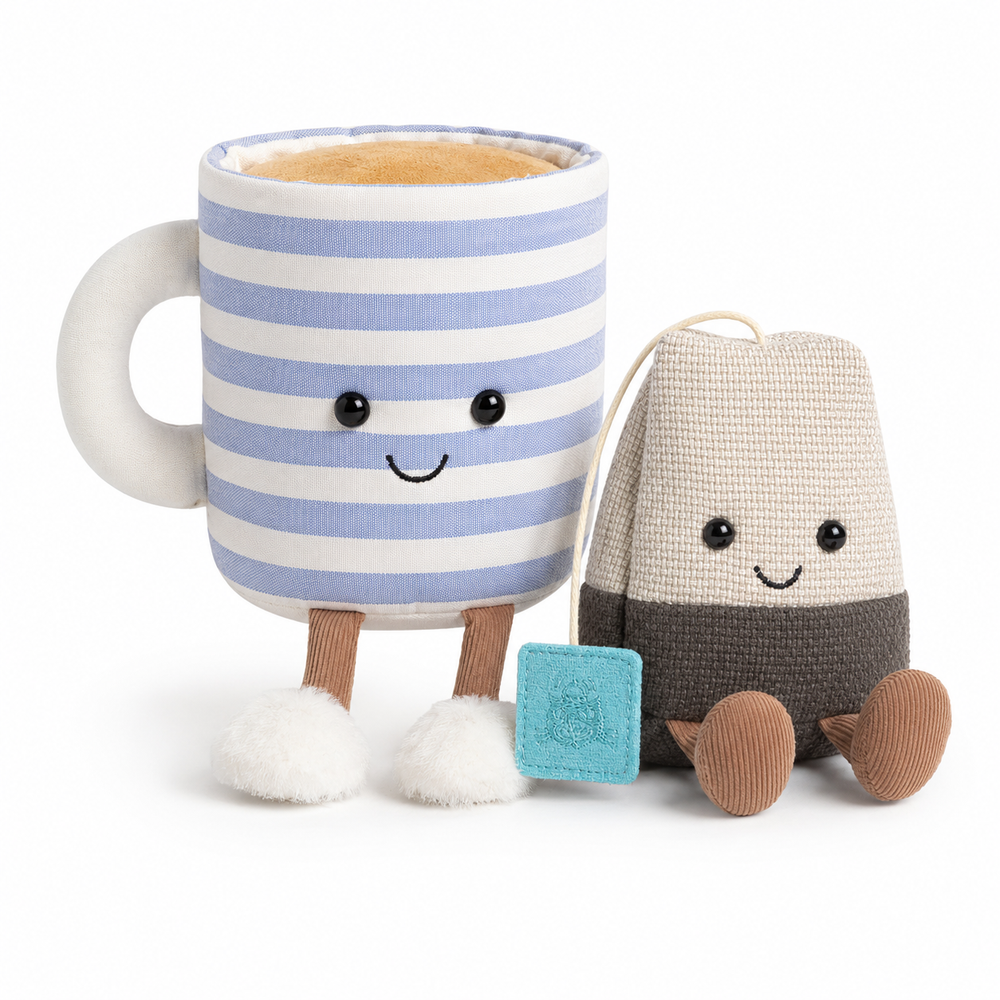 Sada: Amuseable Tea Time Duo – plyšový sáček na čaj a hrnek Rosie Lea