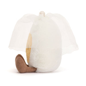 Jellycat Kuscheltier in Form eines weißen Eies mit braunem Fuß für süße Umarmungen